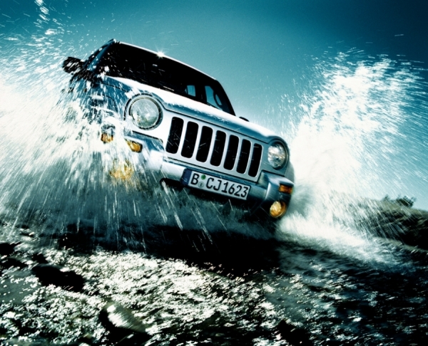 Photograph Simon Stock Jeep In Water on One Eyeland